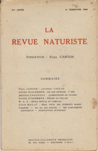La Revue Naturiste 3° trimestre 1950 - Editions de la Société Naturiste Française fondée par le Docteur Paul Carton à Brevannes Seine et Oise