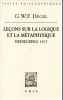 Leçons sur la logique et la métaphysique Heidelberg 1817 - Cahier de Franz Anton Good. HEGEL G.W.F.