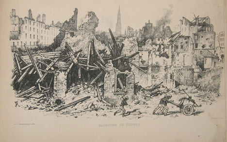 1870. Siège et bombardement de Strasbourg. Album de 25 dessins par Touchemolin d'après les photographies de Baudelaire, Saglio et Peter.. STRASBOURG - ...