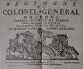 RÉGIMENT DU COLONEL-GÉNÉRAL DRAGONS, Premier Régiment de France, Général, Monseigneur de Luynes, Colonel-Inspecteur, M. le Comte de Seuil en quartier ...