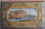 Carnet de bal en orfèvrerie, miniature au centre du plat représentant le Palais Bourbon.. [CARNET DE BAL]