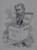 Eugène Poubelle (1831 – 1907) préfet de la Seine. Dessin original à l'encre de Chine (22 x 31 cm.) signé, monté sur carton fort.. LUQUE (Manuel).
