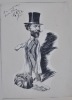 Eusebio Blasco, poète, journaliste et dramaturge espagnol. Dessin original à l'encre de Chine (32 x 45 cm.) signé, monté sur carton fort.. LUQUE ...