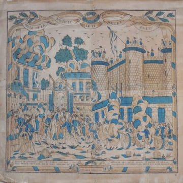 Prise de la Bastille le 13 juillet en 1789.. IMAGERIE ORLÉANAISE.