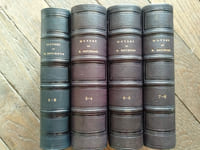 8 TOMES EN 4 VOLUMES Tome 1 * Conformité du langage françois avec le grec Notes de Léon Feugère. Paris, jules Delalain, 1853 ccxxxvi+223 pages Tome 2 La précellence du langage françois Notes de Léon Feugère Paris, jules Delalain, 1850 xliv+400 pages Tome 3 et 4 Deux dialogues du langage françois italianizé. Paris, Isidore Liseux, 1883 2 tomes, xxiii+319+319 pages Tiré à 350 exemplaires, numéroté. Tome 5 Apologie pour Hérodote (Satire de la société au XVI ème siècle) Paris, Isidore Liseux, 1879 Tome 1: xlviii+427 pages Tome 6 Blavignac (architecte) Le moyen de parvenir...Etude historique et littéraire. Genève, Chanard, 1872 128 pages Tiré à 150 exemplaires Tome 7 Apologie pour Hérodote (Satire de la société au XVI ème siècle) Paris, Isidore Liseux, 1879 Tome 2: 505 pages Tome 8 La foire de Francfort Isidore Liseux, 1875 In 12 de 91 pages, débroché et relié dans la marge supérieure.