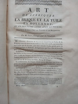 Descriptions des arts et métiers faites ou approuvées
par messieurs de l'Académie Royale des Sciences.
-L'Art de la maçonnerie
-L'Art du tuilier ...