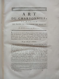 Descriptions des arts et métiers faites ou approuvées
par messieurs de l'Académie Royale des Sciences.
-L'Art du charbonnier; ou manière de faire du charbon de bois
-L'Art d'exploiter les mines de charbon de terre
