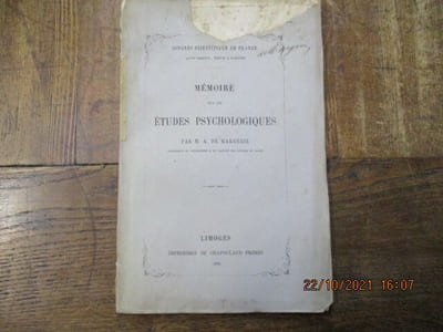 Mémoire sur les études psychologiques.