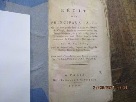 Récit des principaux faits qui se sont passés dans la salle de l'ordre du clergé, depuis le commencement des Etats-Généraux, le 4 mai 1789, jusqu'à la ...