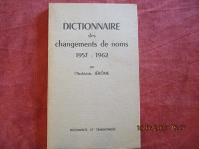 Dictionnaire des changements de noms 1957-1962.