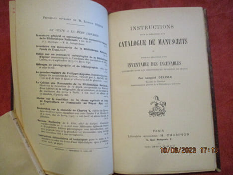 Instructions pour la rédaction d'un catalogue de manuscrits et pour la rédaction d'un inventaire des incunables conservés dans les bibliothèques ...
