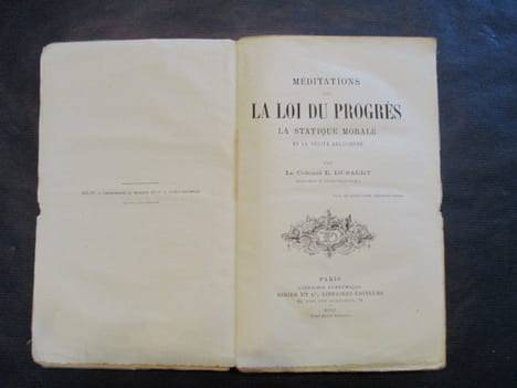 Méditations sur la loi du progrès, la statique morale et la vérité religieuse.. DUSAERT (E.)