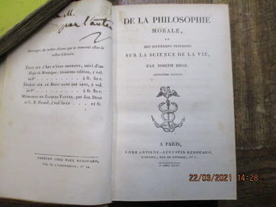 De la philosophie morale, ou des différents systèmes sur la science de la vie.