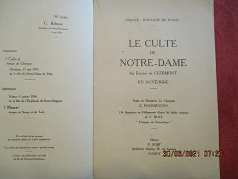 Le culte de Notre-Dame au diocèse de Clermont en Auvergne. Lettre-préface de Mgr Piguet.. POURREYRON (C.)