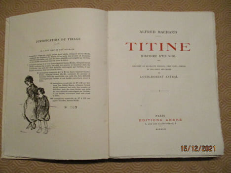 Titine. Histoire d'un viol.. MACHARD (Alfred)