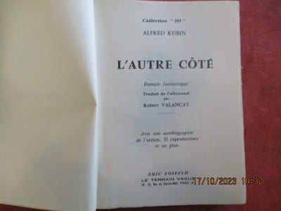 L'Autre côté (Die Andere Seite). Traduit de l'allemand par Robert Valancay.
