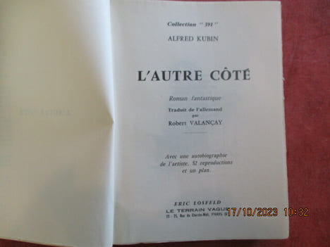 L'Autre côté (Die Andere Seite). Traduit de l'allemand par Robert Valancay.. KUBIN (Alfred)