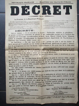 DECRET du ministère des travaux publics du 21 juin 1927. Du Président de la République Gaston Doumergue et du Ministre des travaux Publics André ...