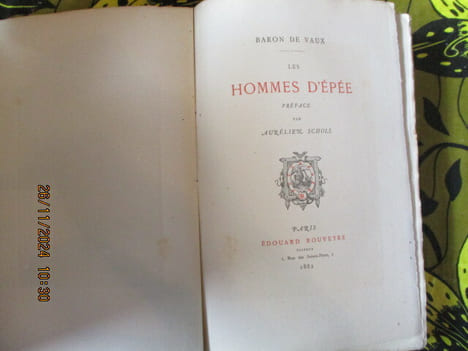 Les hommes d'épée. Préface par Aurélien Scholl.. VAUX (Charles-Maurice, baron de)
