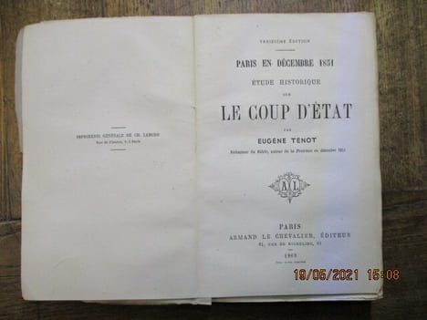 Paris en décembre 1851 - Étude historique sur le coup d'état.. TENOT (Eugène)