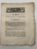 Loi Relative à la Fabrication de la Monnoie de Cuivre. Donné à Paris, le 19 Janvier 1792. 