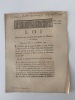 Loi Relaive à la Fabrication de la Monnoie de cuivre. Donnée à Paris, le 25 Janvier 1792. 