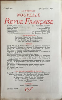 La Nouvelle Revue Française (nrf) n° 5, mai 1953