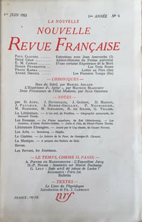 La Nouvelle Revue Française, nrf n° 6 juin 1953