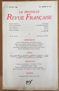 La Nouvelle Revue Française (nrf) n° 163, juillet 1966.