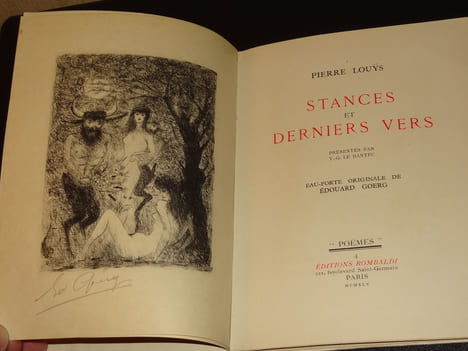 STANCES ET DERNIERS VERS. LOUYS Pierre