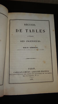 RECUEIL DE TABLES A L'USAGE DES INGÉNIEURS. GÉNIEYS R.