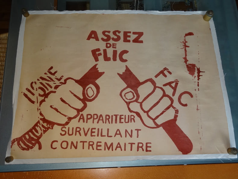 AFFICHE ORIGINALE - MAI 68 - "ASSEZ DE FLIC". X