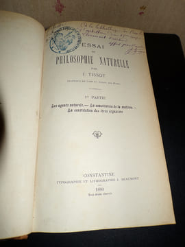 ESSAI DE PHILOSOPHIE NATURELLE. TISSOT J.