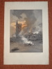 LITHOGRAPHIE SIGNÉE - BOMBARDEMENT D'YPRES. FRAIPONT Gustave