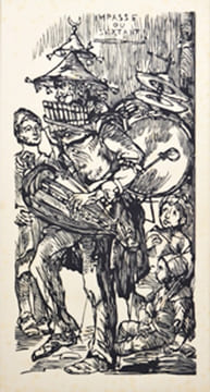 Six bois composés et gravés au canif.. NAUDIN, Bernard