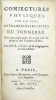 Conjectures physiques sur les plus extraordinaires efets du Tonnerre. Avec une explication de ce qui s'est dit jusqu'ici des Trombes de Mer.. LAMY, ...