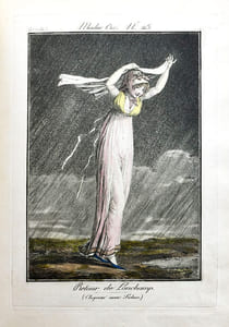 Modes et manières du jour à Paris, à la fin du 18e siècle et au commencement du 19e. Collection de 50 gravures coloriées.