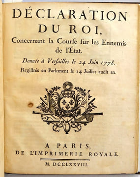 Droit maritime, corsaires et relation États-Unis / France.. [MARINE]
