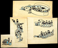 Ensemble de cinq dessins originaux.