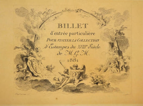 Billet d'entrée particulière pour visiter la collection d'Estampes du XVIIIe siècle de M. G. M. . MOREAU le Jeune (1741 - 1814)