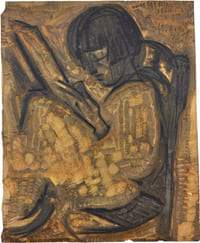 La jeune lectrice. Matrice de bois.