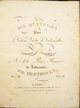 Collection complète des 17 quatuors pour 2 Violons, Viola et Violoncello par Beethoven (Opp. 18, 59, 74, 95, 127, 130-133, 135). . BEETHOVEN, Ludwig ...