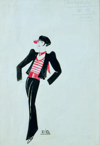 Homme à la casquette et à la marinière rouge.