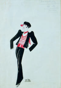 Homme à la casquette et à la marinière rouge.