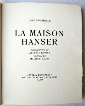 La Maison Hanser.. BRUMIÈRES, Jean