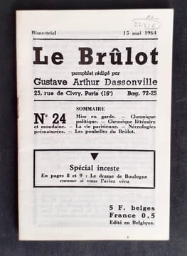 Le Brûlot - N°24 - Pamphlet rédigé par Gustave-Arthur Dassonville - 15 mai 1964 -. DASSONVILLE (Gustave-Arthur) -