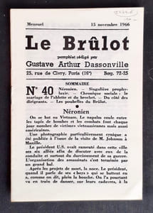 Le Brûlot - N°40 - Pamphlet rédigé par Gustave-Arthur Dassonville - 15 novembre1966 -