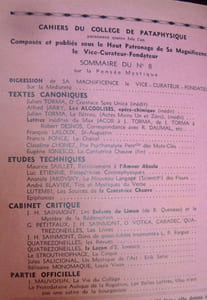 Cahiers du Collège de Pataphysique - N° 8-9 -