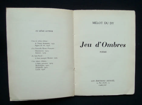 Jeu d'ombres - poème - . MELOT DU DY -
