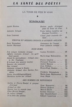 La Tour de Feu n°63-64, décembre 1959 : Antonin Artaud, la santé des poètes - . ARTAUD (Antonin) - BRETON (André) - FERDIERE (Gaston) - LAURENT ...